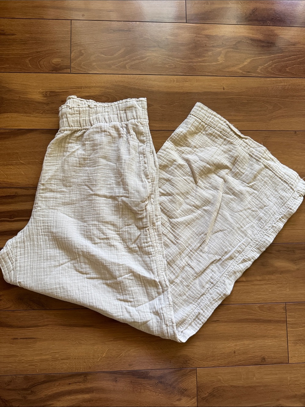 GAP Tan Cotton Gauze Wide Leg Pants L